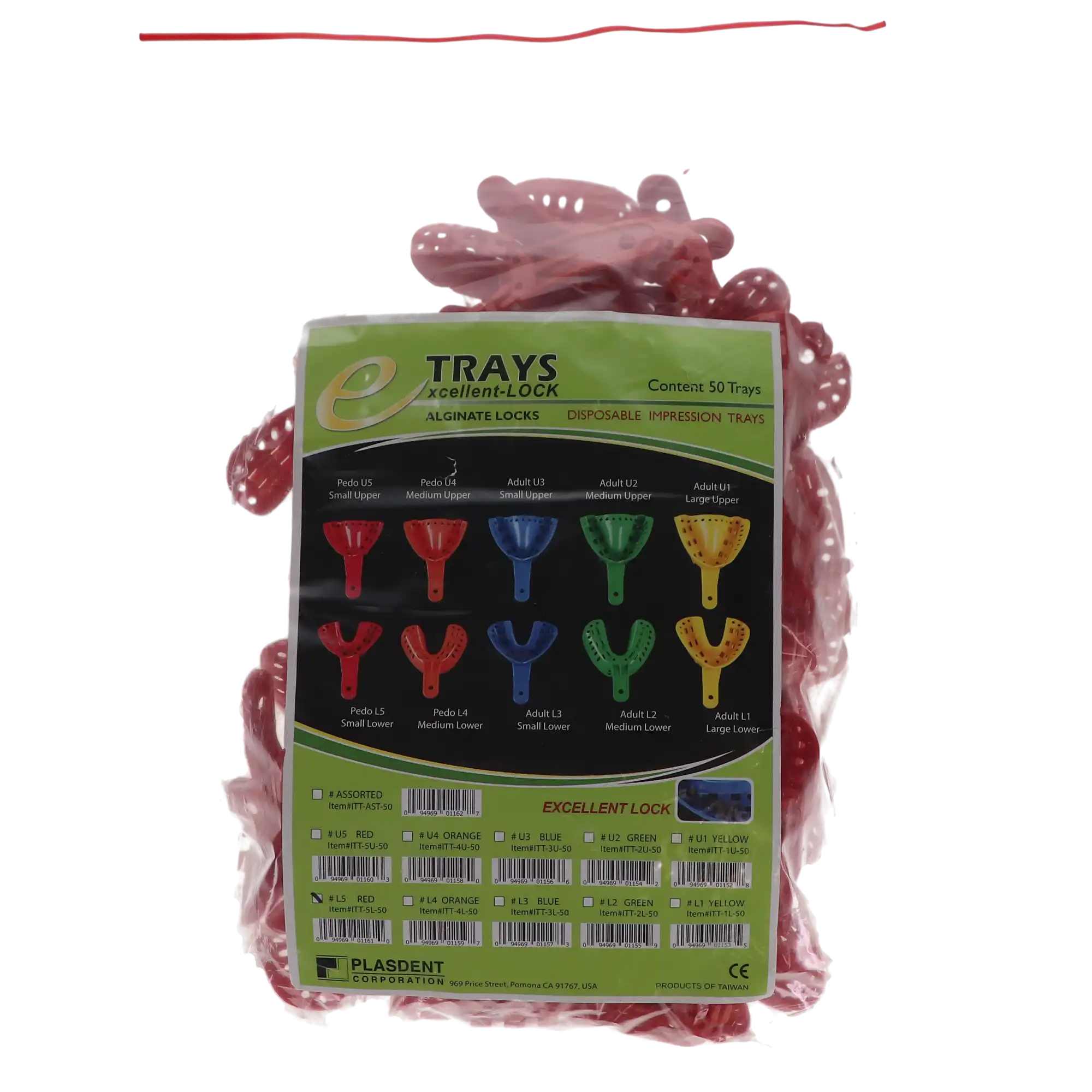 Excellent-Lock Disposable Ortho Impression Trays, Pedo Small Lower, Red, 50/Bag, ITT-5L-50 thumbnail 5