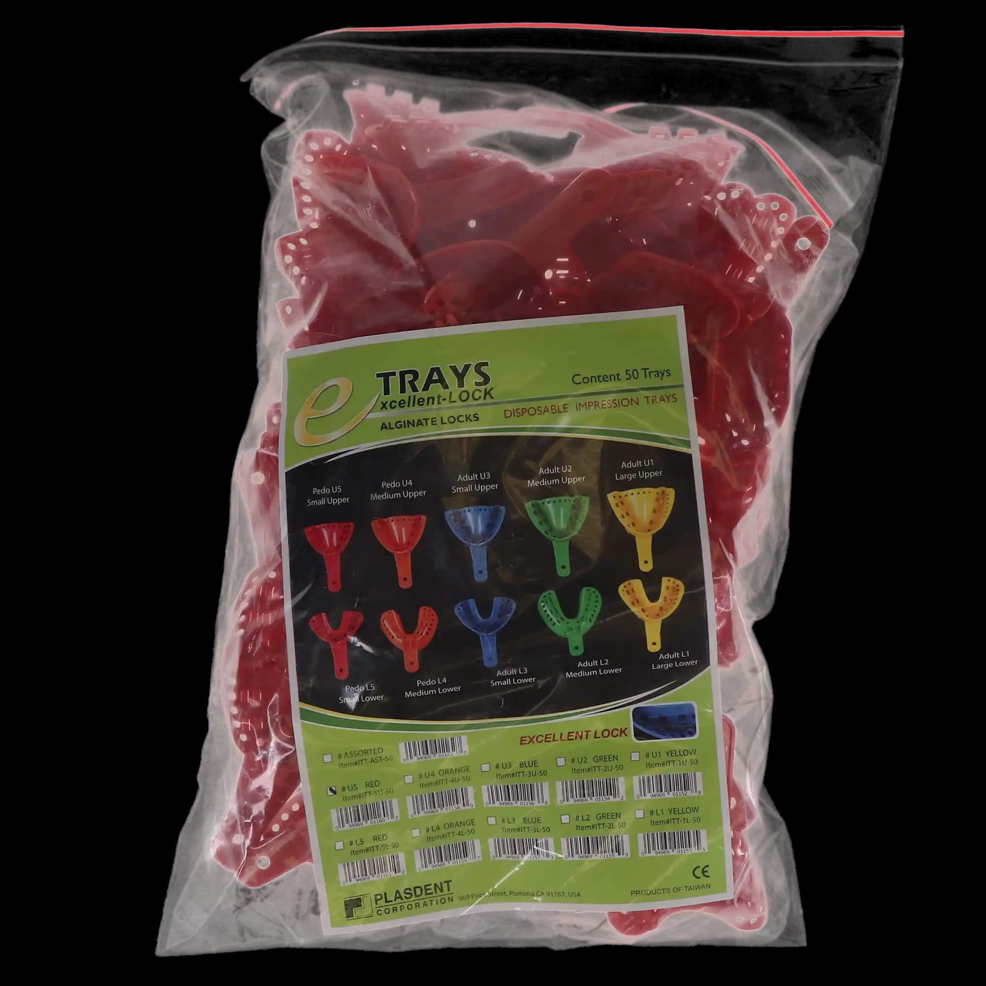 Excellent-Lock Disposable Ortho Impression Trays, Pedo Small Upper, Red, 50/Pk, ITT-5U-50 thumbnail 5
