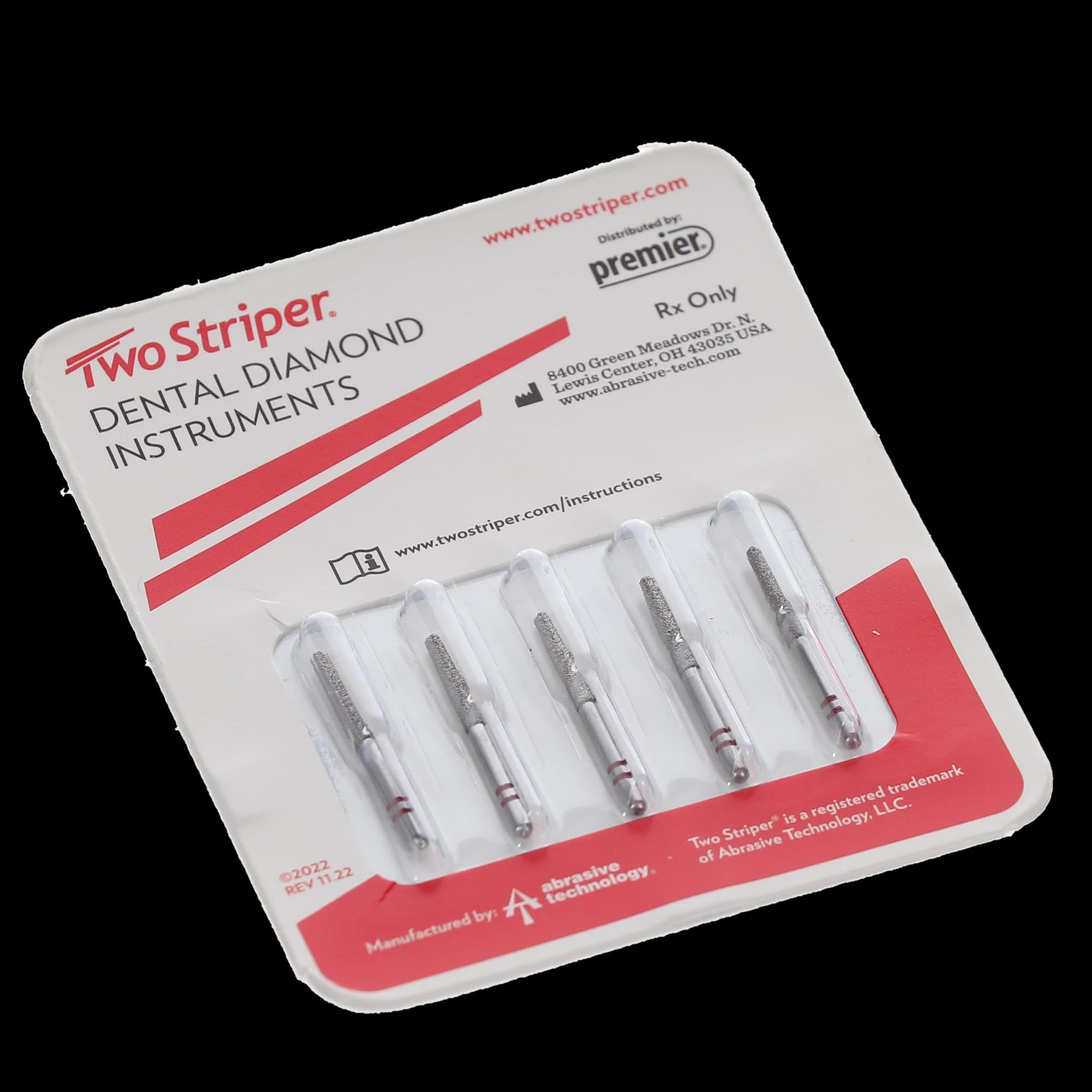 Two Striper Diamond Bur, FG, Round-End Taper, 770.10, Fine, Red, 1.8 mm Major/1.1 mm Minor, 10 mm Length, 5/Pk, 2015489 thumbnail 6