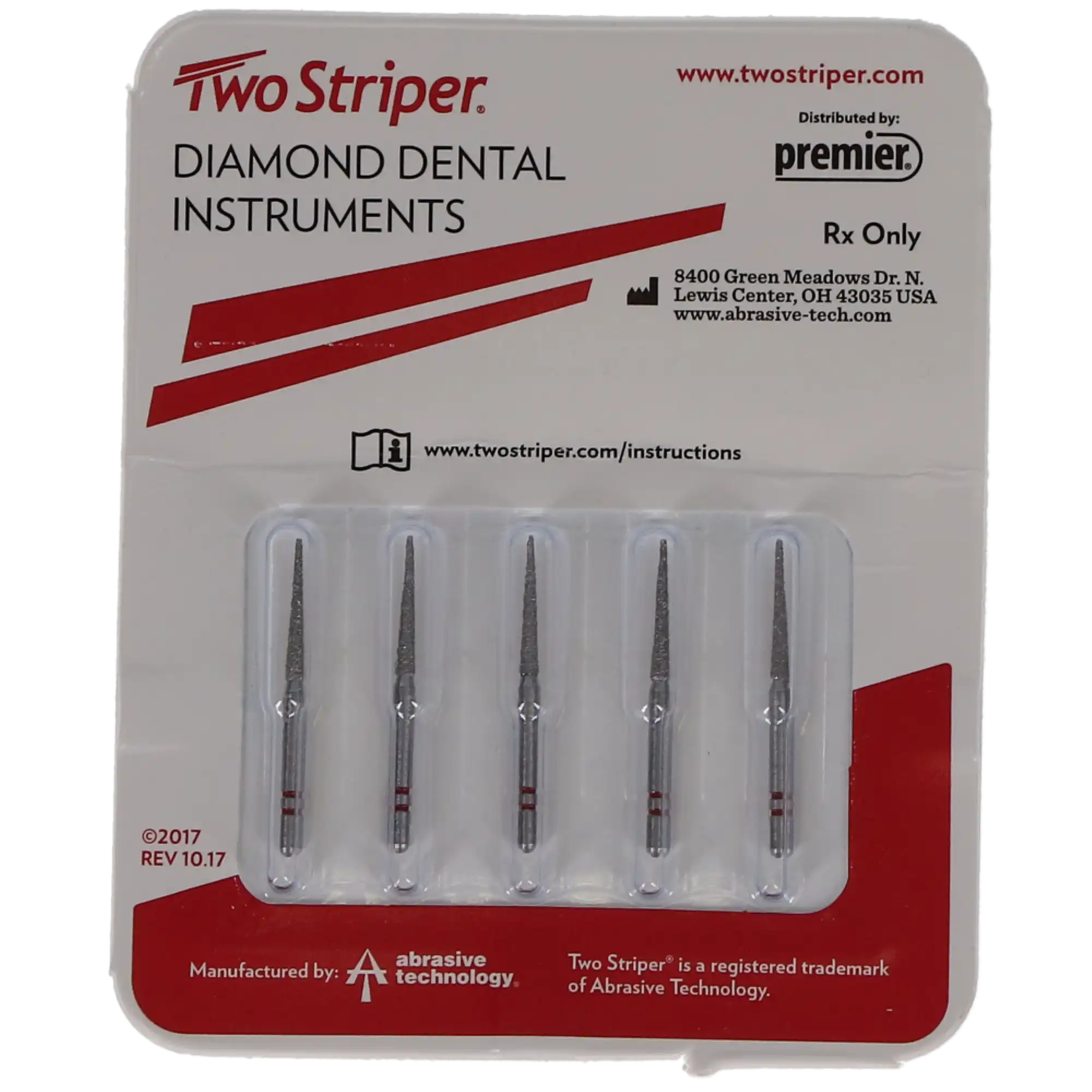 Two Striper Diamond Bur, FG, Flat-End Taper, 798.10, Fine, Red, 1.5 mm Major/0.5 mm Minor, 10 mm Length, 5/Pk, 2015443 thumbnail 5