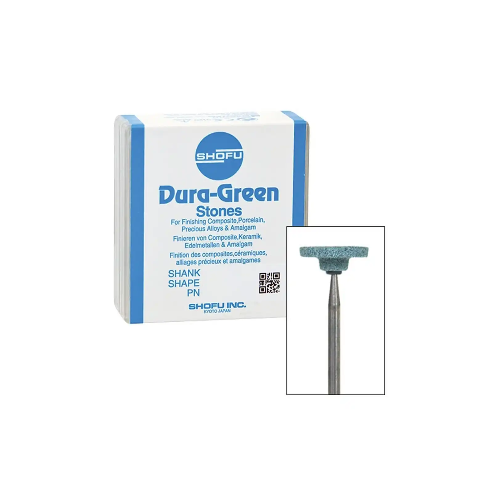 Shofu Dura-Green Stones, HP (Straight Handpiece), Fine, Wheel WH6, ISO #130, Green, 12/Pk, 048F thumbnail 5