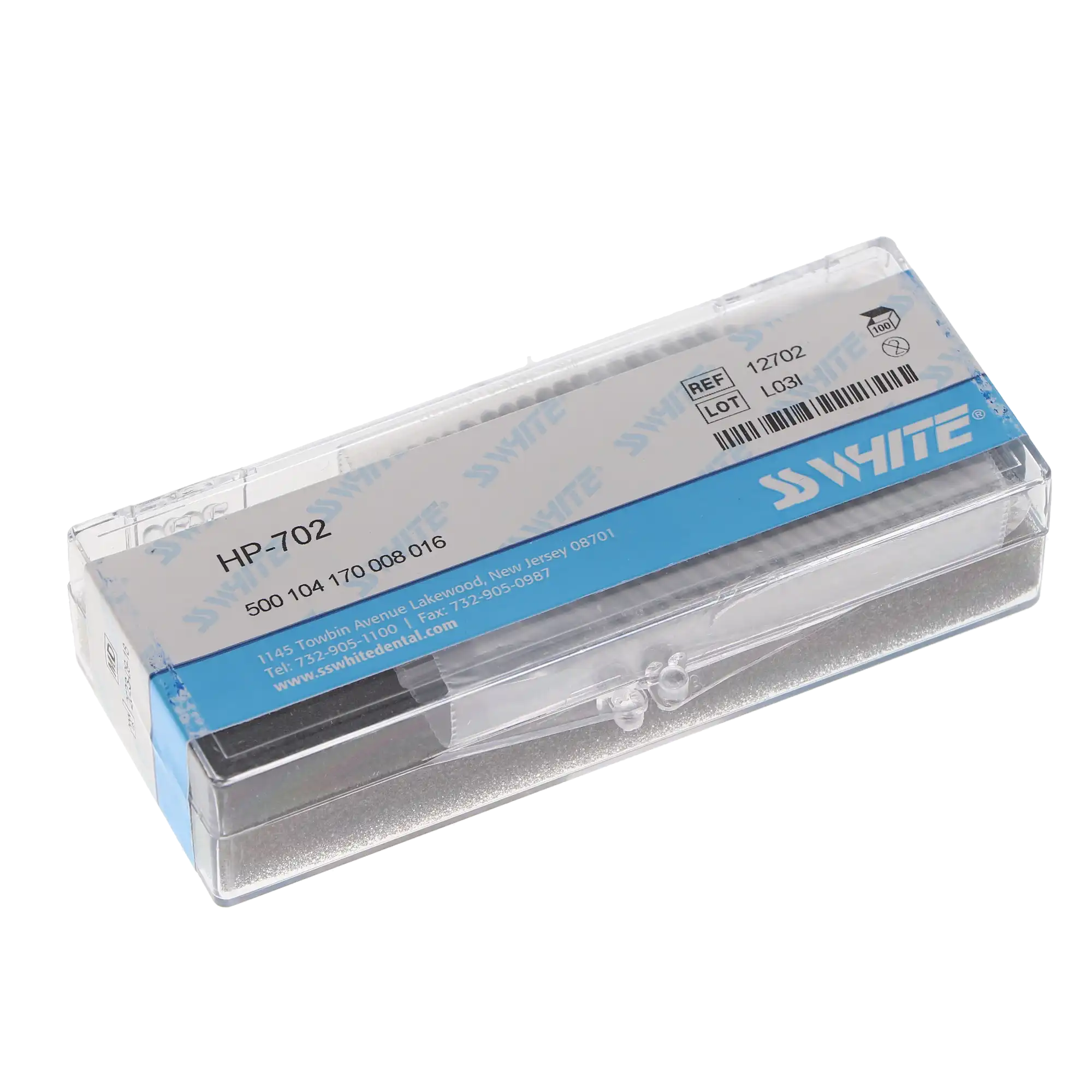 SS White Standard Operative Carbide Burs, HP, Taper Flat End Cross Cut Fissure, #702, 1.6 mm Diameter, 4.5 mm Length, 100/Pk, 12702 thumbnail 4