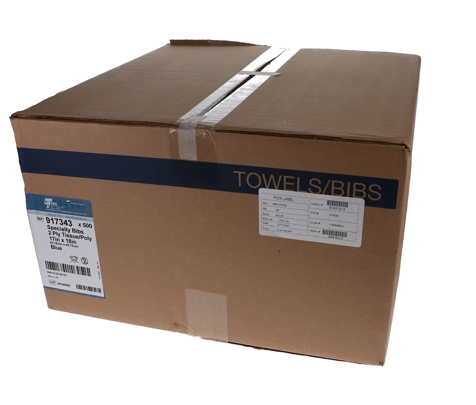 Choice Specialty Contour Neck Bibs, 2-Ply Tissue/1-Ply Poly, 17" x 18", Blue, 500/Case, 917343 thumbnail 6