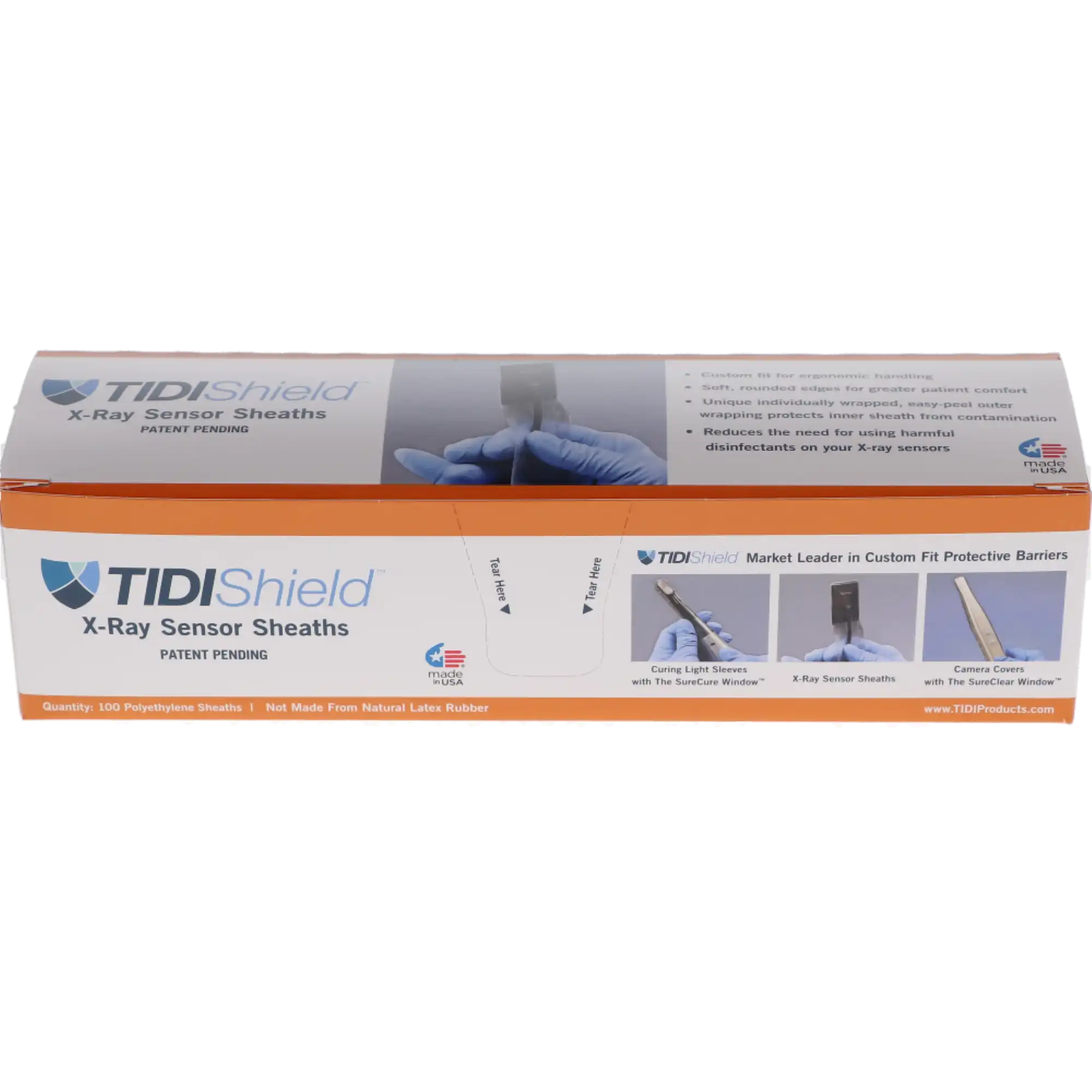 Tidi Custom Digital X-ray Sensor Sheath/Cover, for Carestream 6100 (Kodak) Size #2, Clear Plastic, 100/Box thumbnail 3