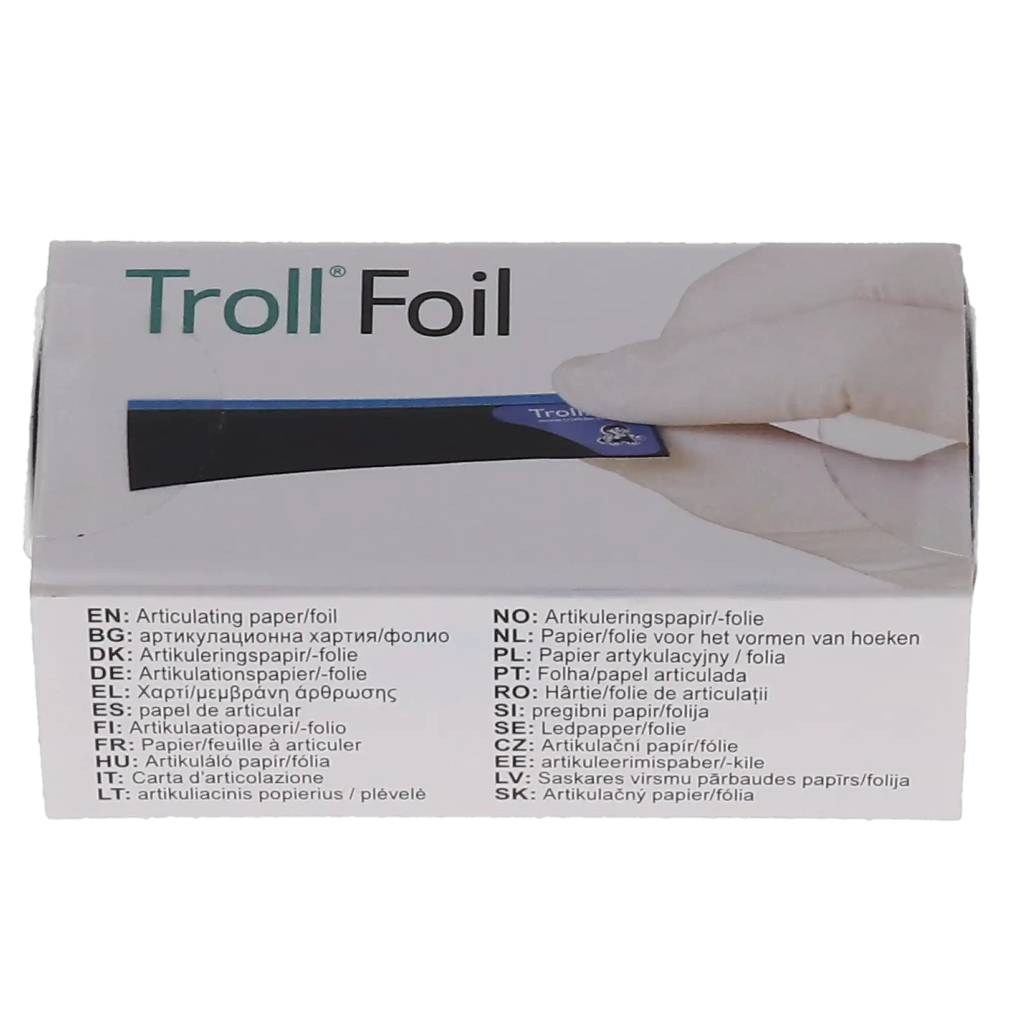 TrollFoil Double-Sided Articulating Foil, Blue, 8 Microns, Pre-Mounted, 3" x 3/4", 100/Pk, 12000101 thumbnail 5