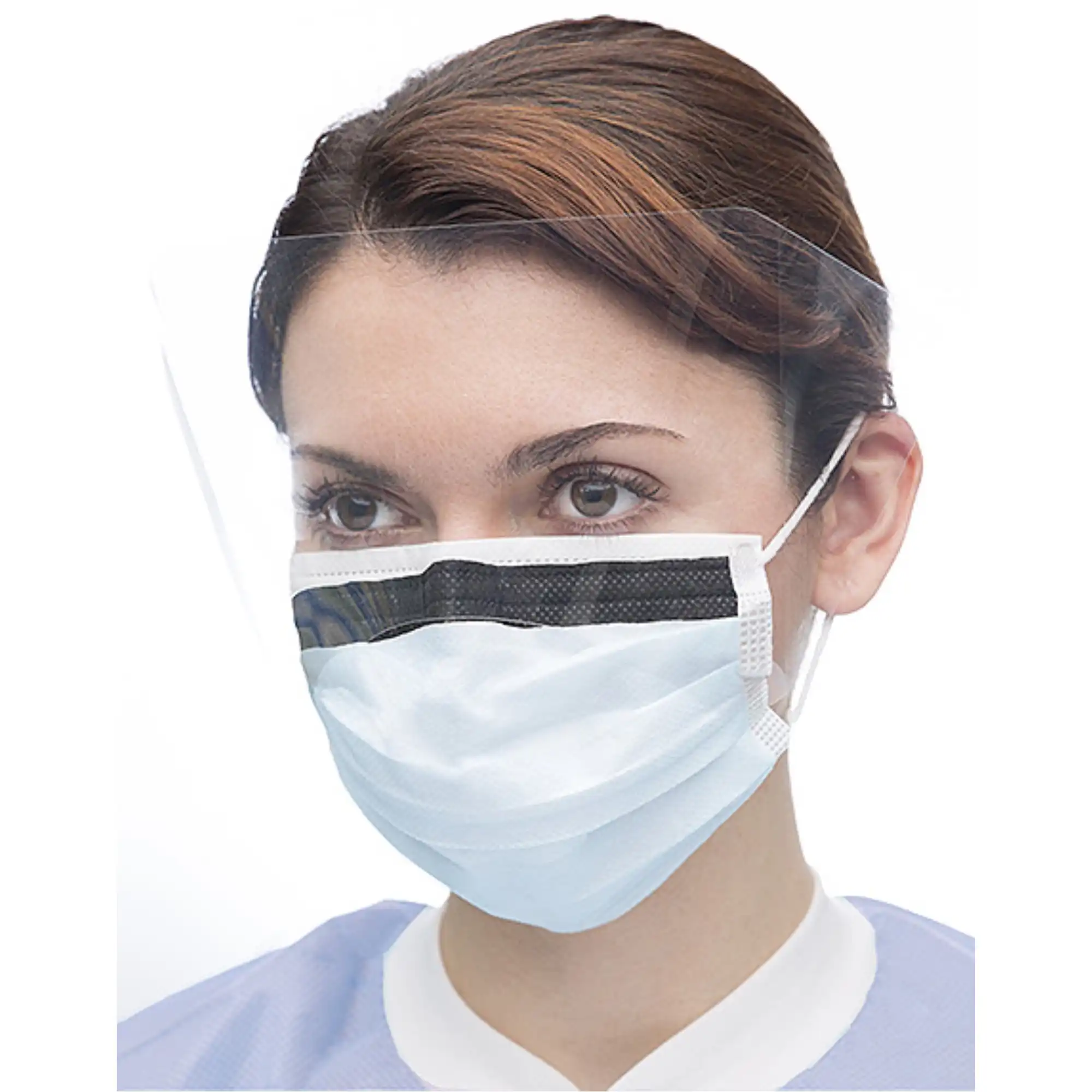 Valumax Ultra 3-in-1 Earloop Mask with Splash Visor, Sky Blue, ASTM Level 3, 25/Box, 5673E-SB thumbnail 5