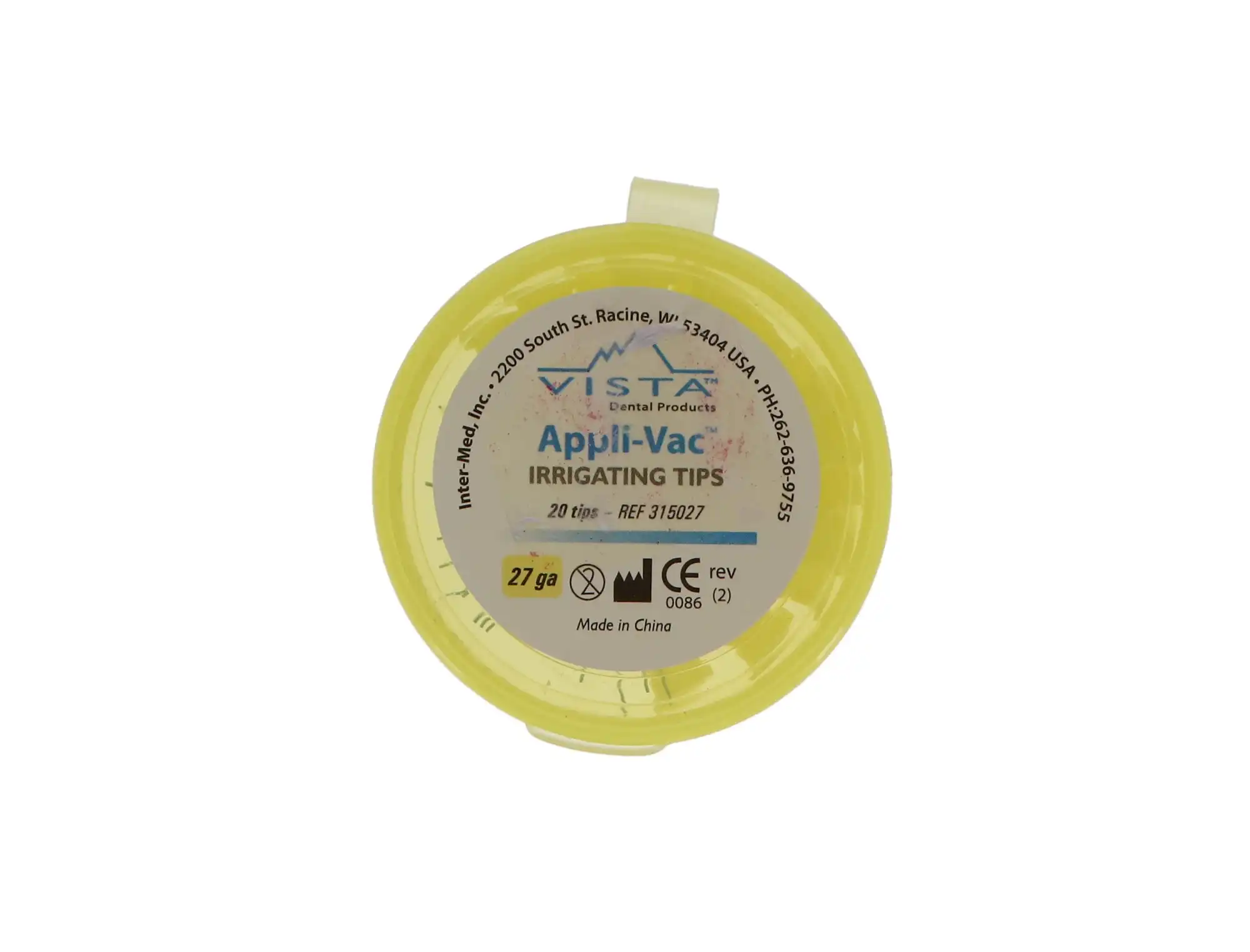 Vista Apex Appli-Vac Bendable Irrigating Needle Tips, 27 Gauge, Yellow, 1", 20/Pk, 315027 thumbnail 6