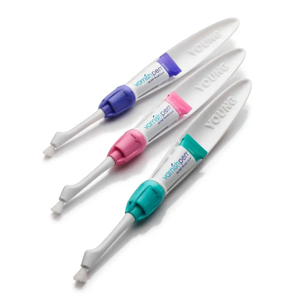 Young Dental Varnish Pen 5% Sodium Fluoride Varnish, Assorted Flavors (Mint, Bubblegum, Grape), 1.5 mL Single-Dose Applicators, 90/Pk, 295836 thumbnail 2