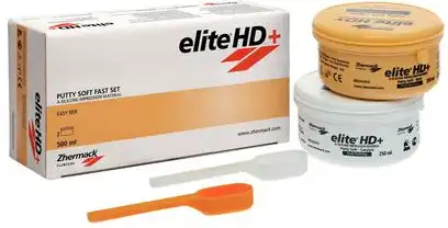 Zhermack Elite HD+ Putty Soft Addition Silicone Impression Material, Fast Set, Yellow, 250 mL Base + 250 mL Catalyst, 2/Pk, C203010 - Elite HD Impression Material + Soft Putty, Fast Set, 250 ml, 2/Pk, C203010 - Image 1