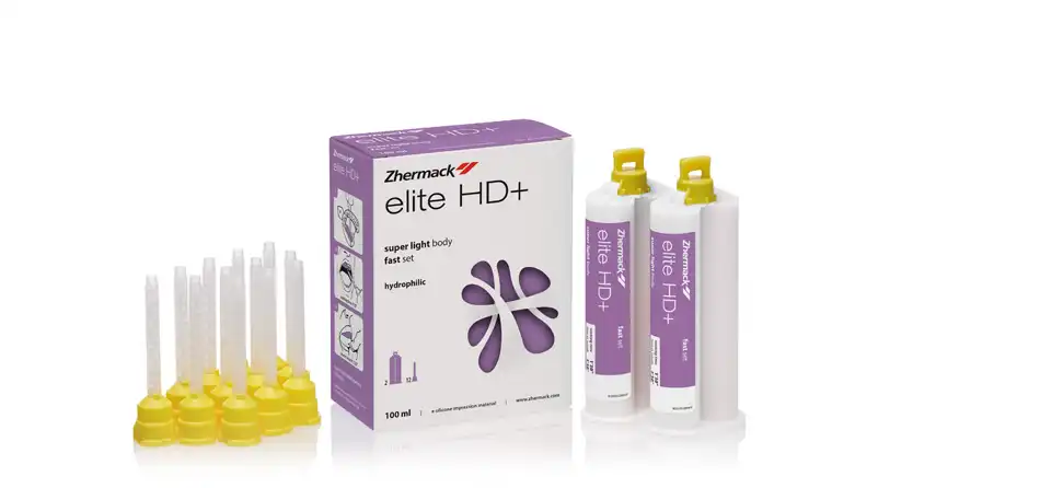 Elite HD+ Super Light Body Fast Set Vinyl Polysiloxane Impression Material, 2 x 50 ml Cartridges with 12 Mixing Tips, C203050 thumbnail 2
