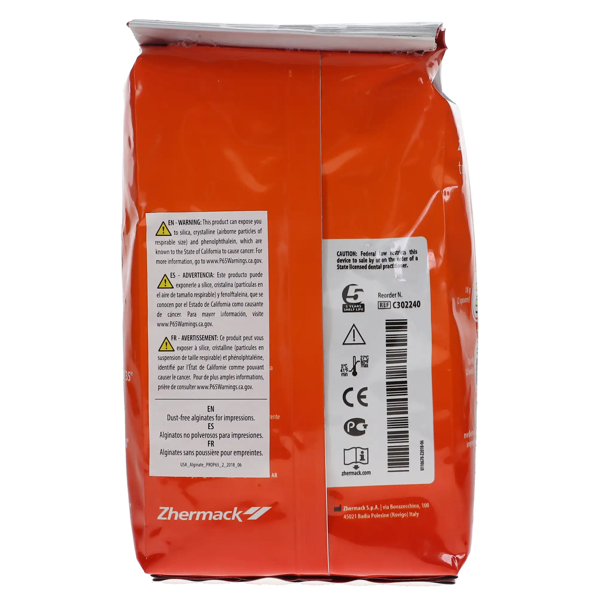 Zhermack Tropicalgin Three-Phase Chromatic Color-Changing Alginate, Fast Set, Mango, 1 lb (453 g) Bag, C302240 thumbnail 4