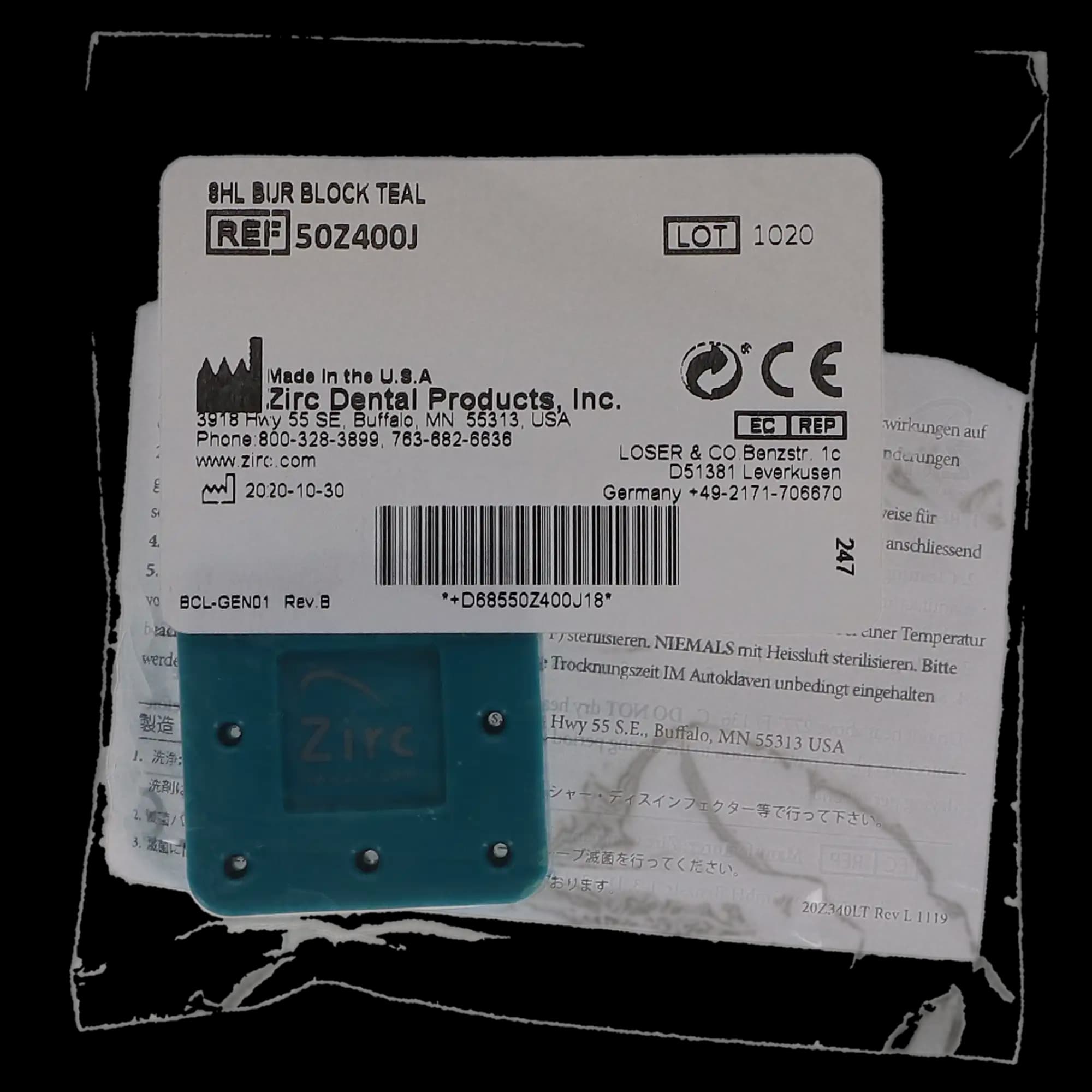 Zirc 8-Hole Magnetic Bur Block, Teal, 1/Pk, 50Z400J thumbnail 5