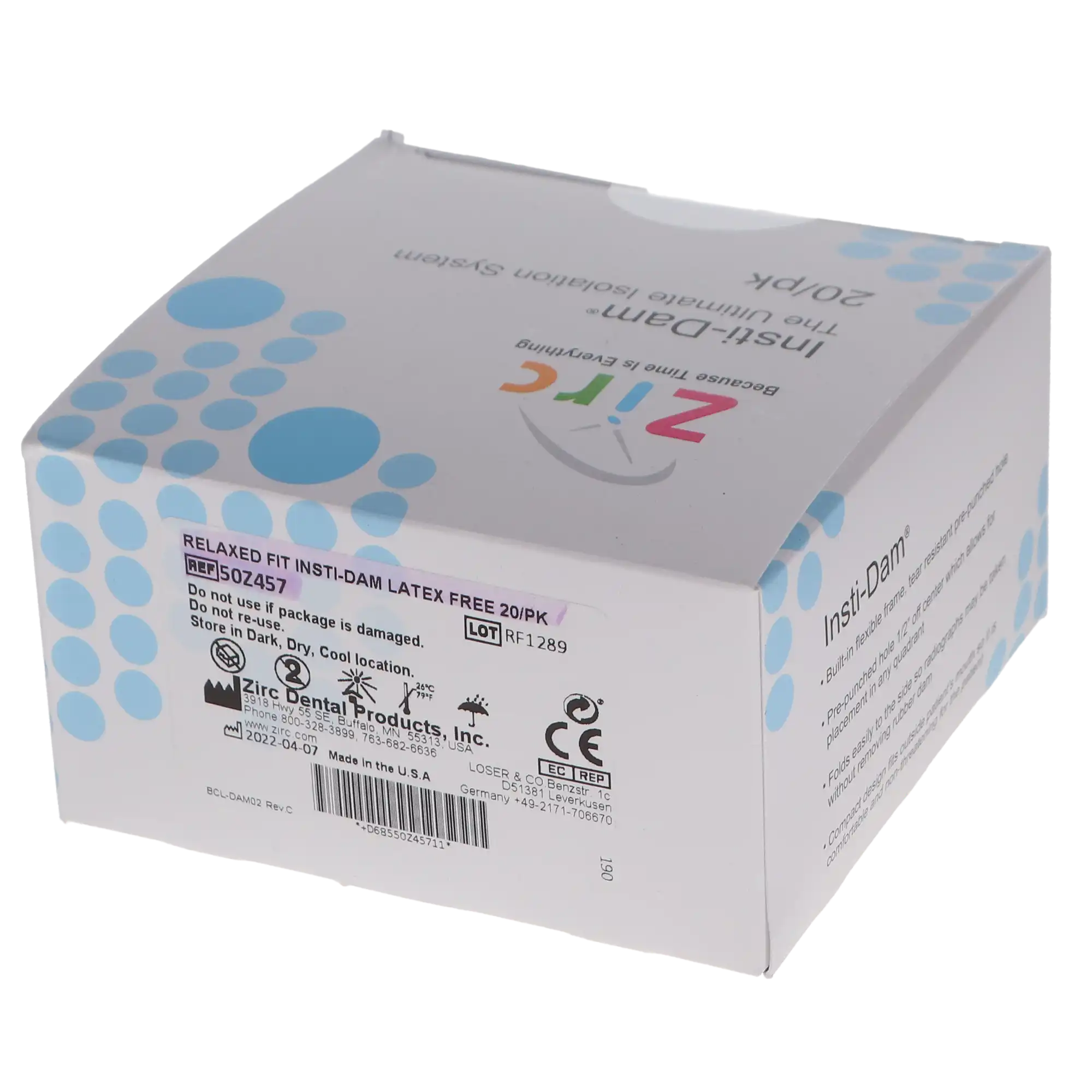 Insti-Dam Latex-Free Relaxed Fit Dental Dam, Pre-Assembled with Frame, Purple, 4-1/4" Diameter, 20/Pack, 50Z457 thumbnail 4