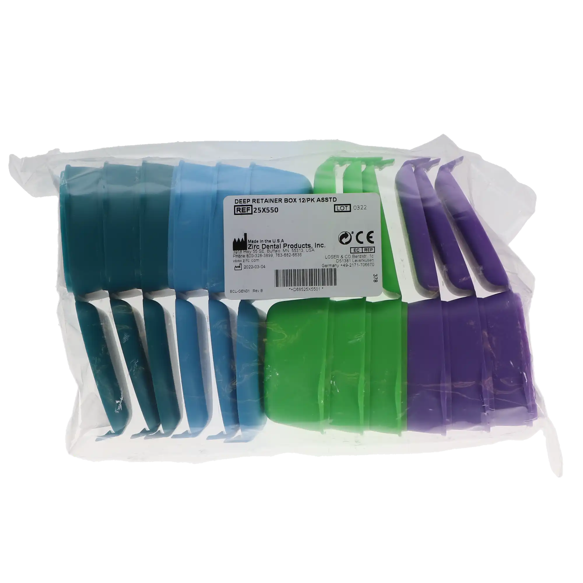 Zirc Dental Retainer Box, 1-1/2" Deep, Assorted Colors, 12/Pack, 25R550 thumbnail 2