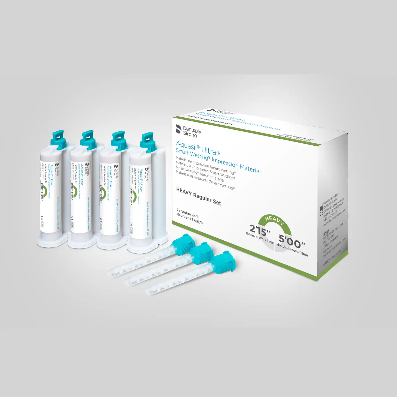 Aquasil Ultra+ Smart Wetting VPS Impression Material, Heavy Body, Regular Set, Light Green, Mint, 50 mL Cartridge Refill, 4/Pk, 678675 thumbnail 3