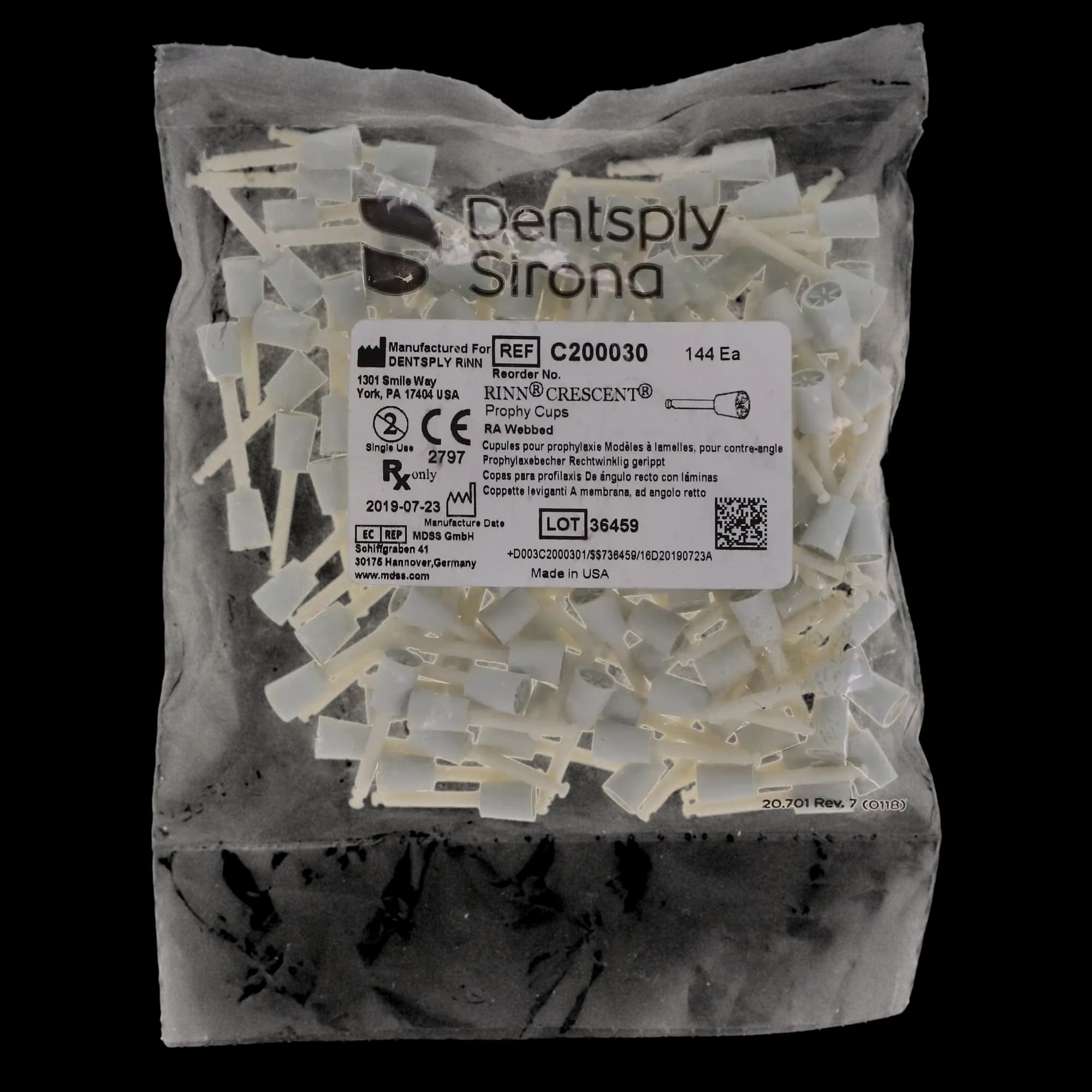 Crescent Prophy Cups, Right Angle #2, Latch Type, Webbed, White, 144/Pkg, C200030 thumbnail 7