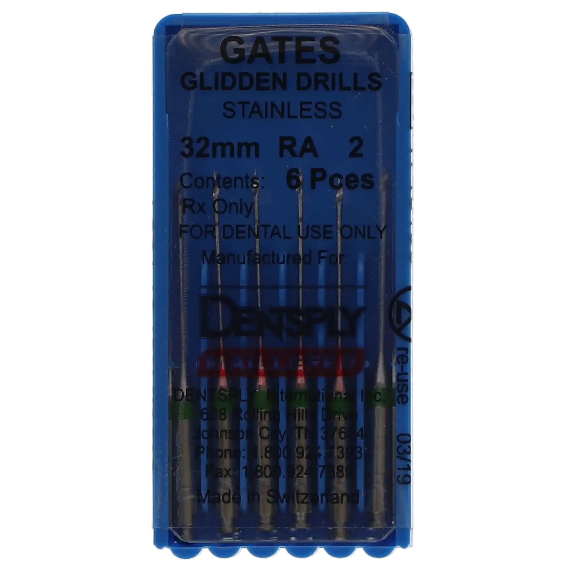 Dentsply Maillefer Gates Glidden Drills, RA, Size 2, 32 mm, Stainless Steel, 6/Pk, 671501 thumbnail 11