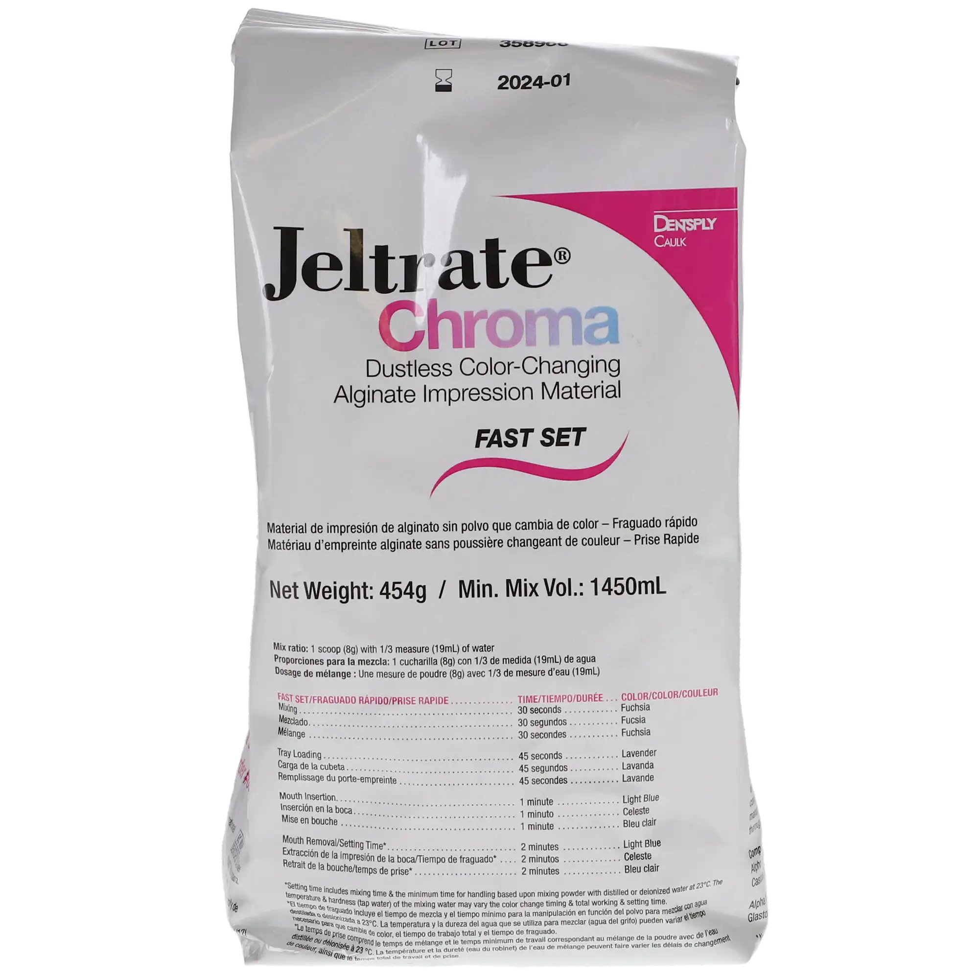 Jeltrate Chroma Alginate Impression Material, Fast Set, 1 lb Pouch, 12/Box thumbnail 5