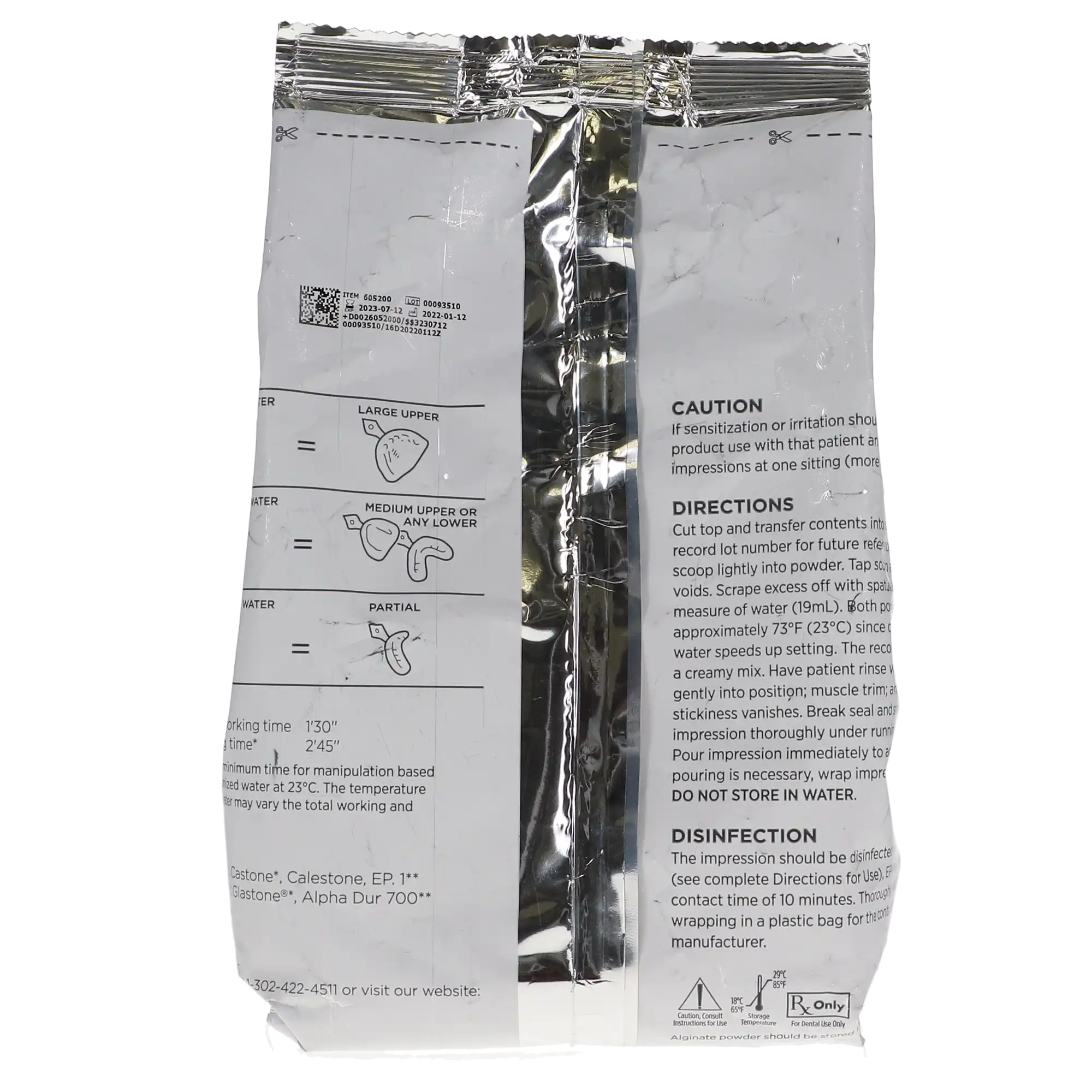 Jeltrate Dustless Alginate Impression Material, Fast Set, 1 lb (454 g) Pouch, 605200 thumbnail 2