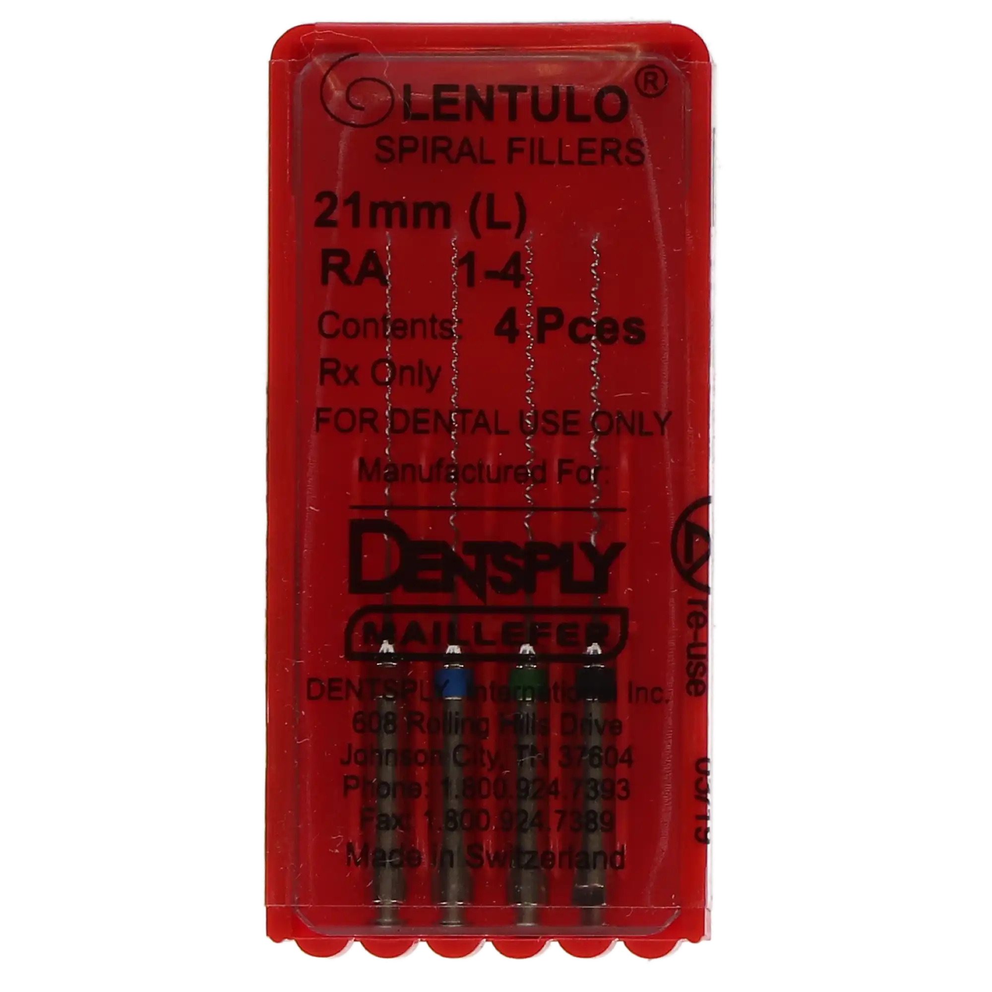 Dentsply Maillefer Lentulo Stainless Steel Spiral Fillers, RA, 21 mm, #1-4 Assorted, 4/Pk, 671564 thumbnail 8