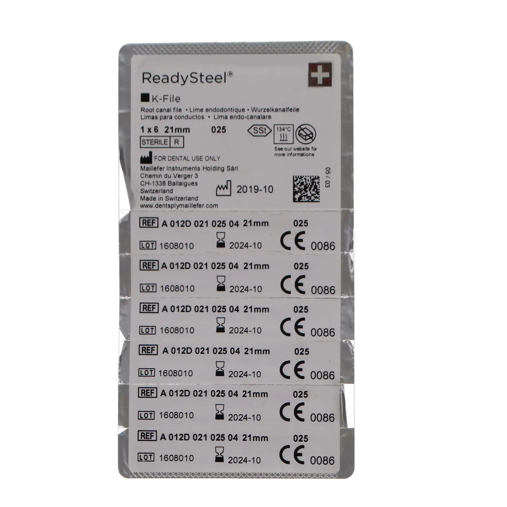 Dentsply Sirona Maillefer READYSTEEL K-File, Size #25, 21mm, Red, Sterile, 6/Pack, 6842521 thumbnail 5