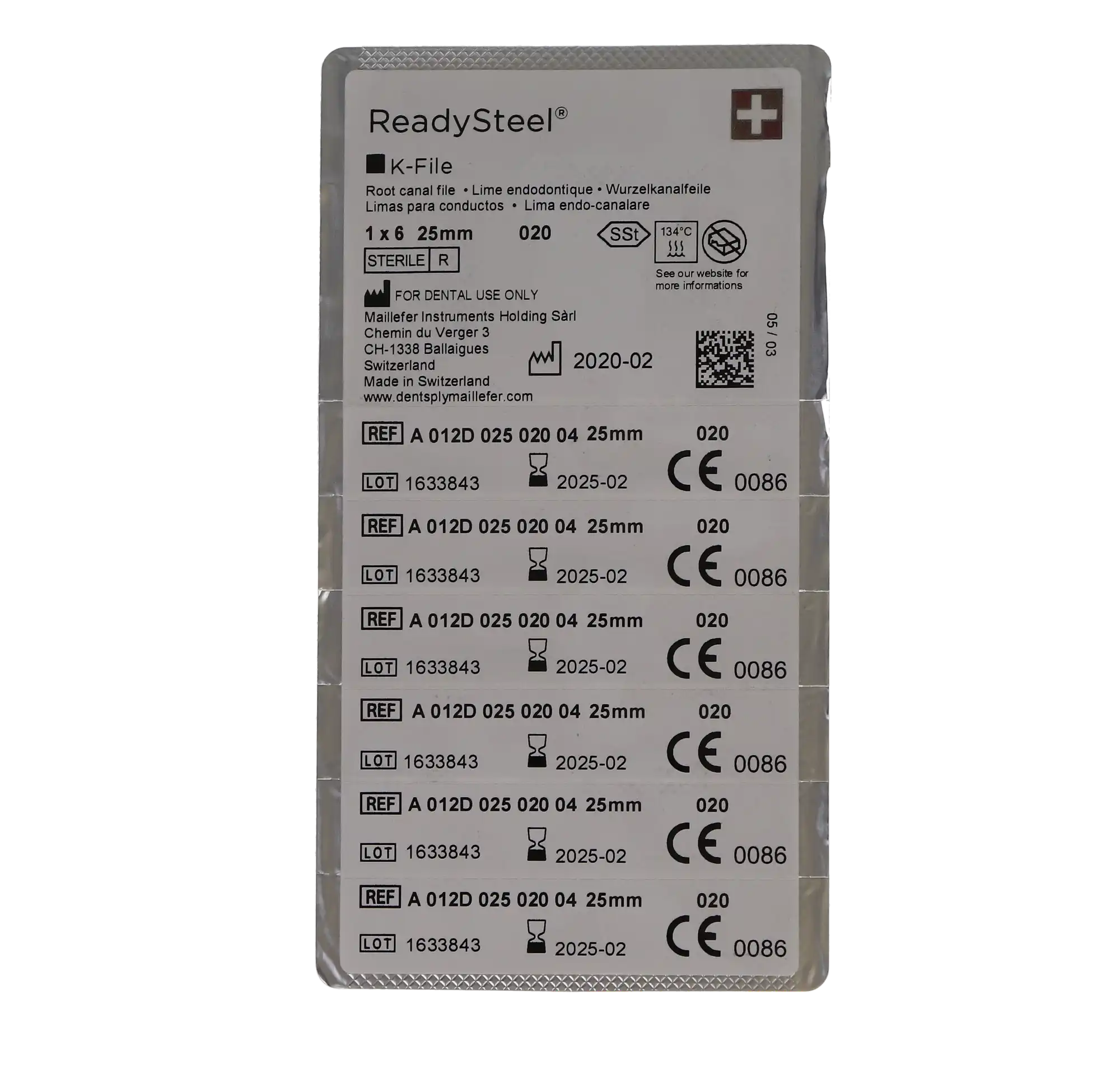 Dentsply Sirona Maillefer READYSTEEL K-File, Size #20 (Yellow), 25mm, Sterile, Stainless Steel, 6/Pack, 6842025 thumbnail 6
