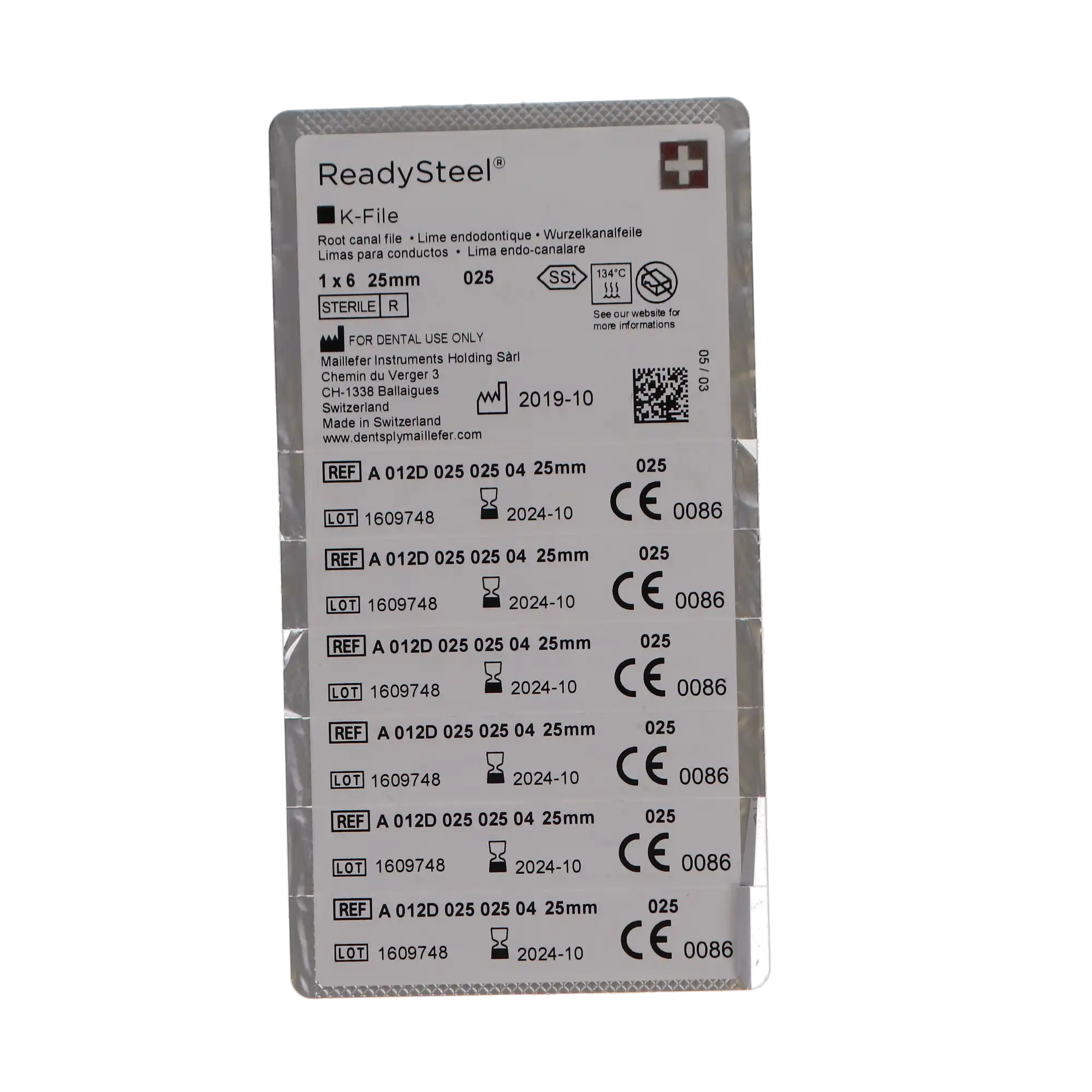 Dentsply Sirona Maillefer READYSTEEL K-File, Size #25, 25mm, Red, Sterile, 6/Pack, 6842525 thumbnail 6