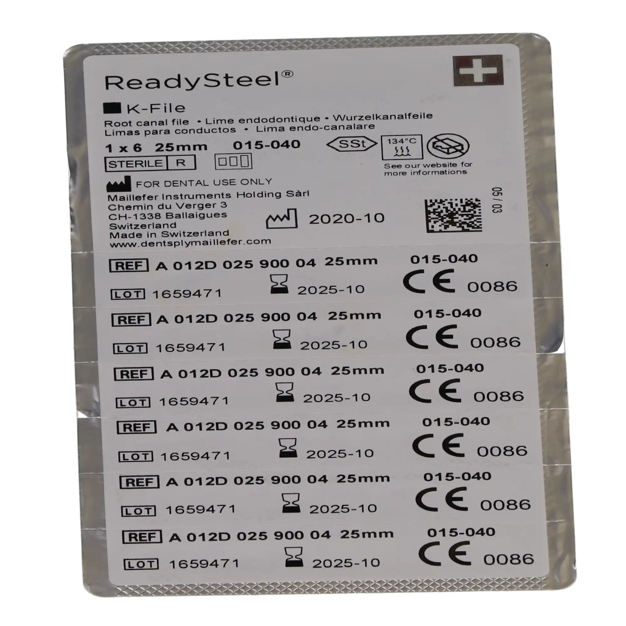 Dentsply Sirona Maillefer READYSTEEL K-File, Stainless Steel, Sterile, 25mm, #15-40 Assorted, 6/Pk, 6844026 thumbnail 6