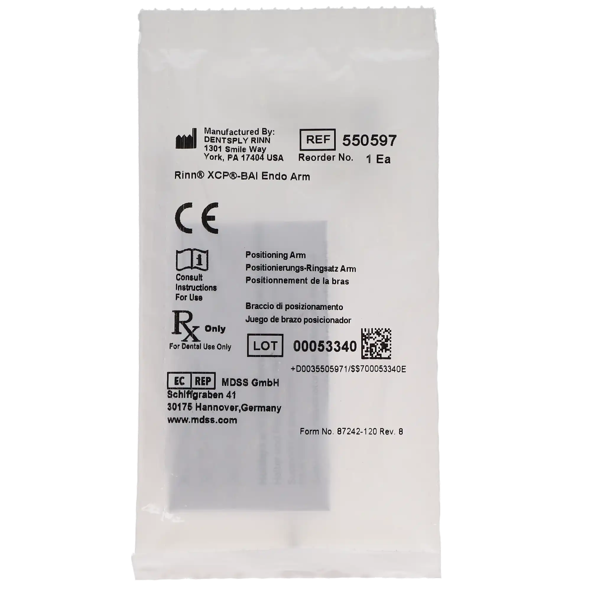 Dentsply Sirona Rinn XCP Endodontic Positioning Arm, No Pins, Green, 1/Pk, 55-0597 thumbnail 5