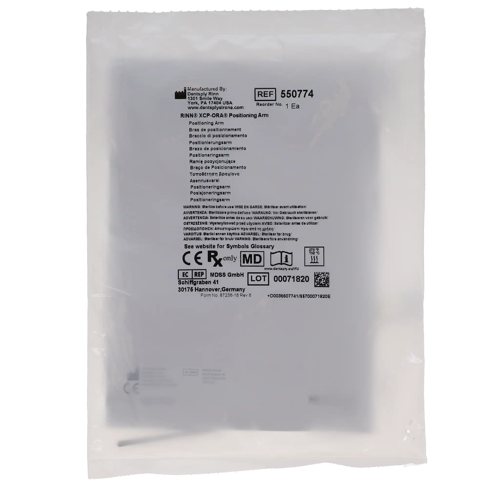Dentsply Sirona XCP-ORA Positioning Arm Only, 1/Pk, 550774 thumbnail 5