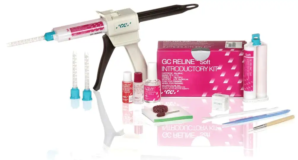 GC Reline II Soft Denture Reline Introductory Kit, Vinylpolysiloxane, 48 mL Cartridge, 010258 - GC Reline II Introductory Kit, Soft, 1/Pk, 010258 - Image 1
