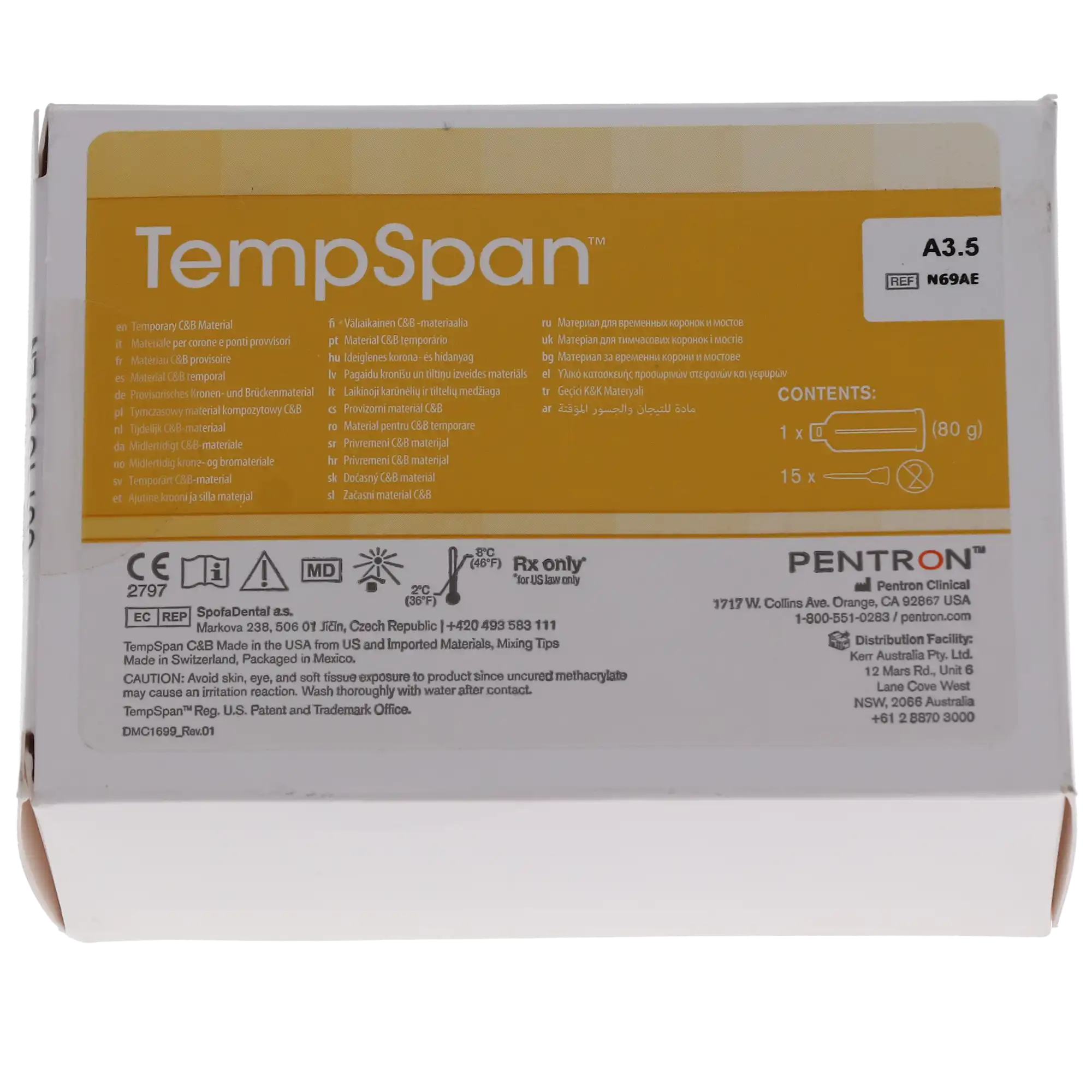 TempSpan Dual Cure Temporary Crown & Bridge Material, Cartridge Refill, 50 mL, Shade A3.5, 1/Pk, N69AE thumbnail 9