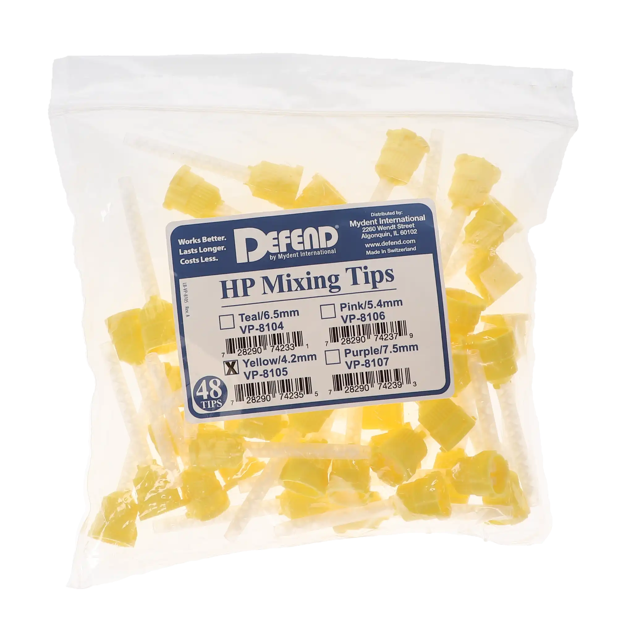 Defend HP Mixing Tips, Yellow, 4.2 mm, 48/Pk, VP8105 thumbnail 4
