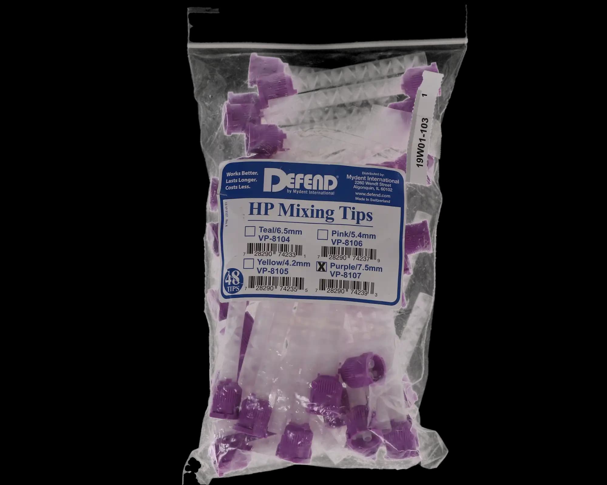 Defend HP Mixing Tips, Monophase, Purple, 7.5 mm, 48/Pk, VP8107 thumbnail 4