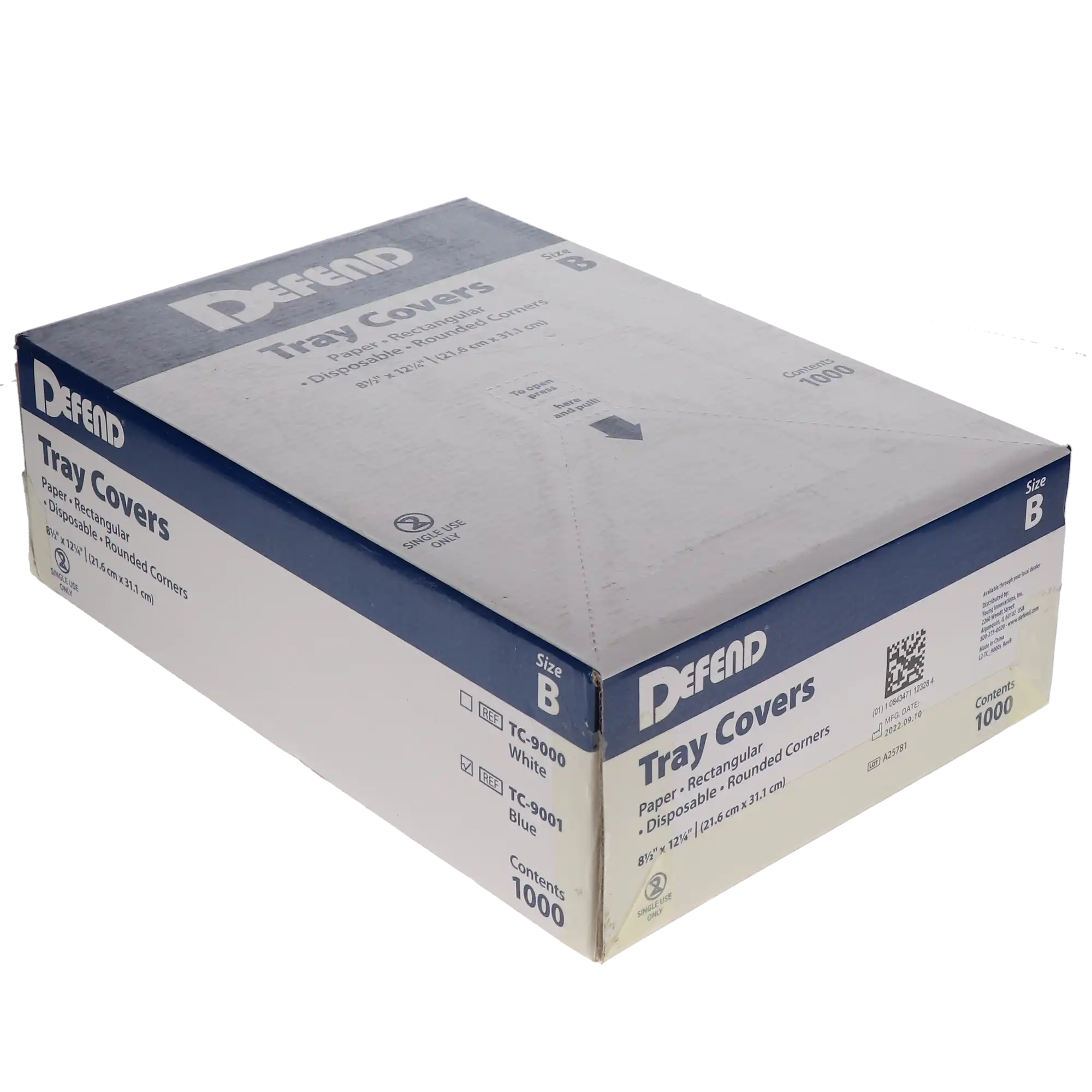 Defend Paper Tray Covers, Ritter Size B, 8.5" x 12.25", Blue, Rounded Corners, 1000/Box, TC9001 thumbnail 3