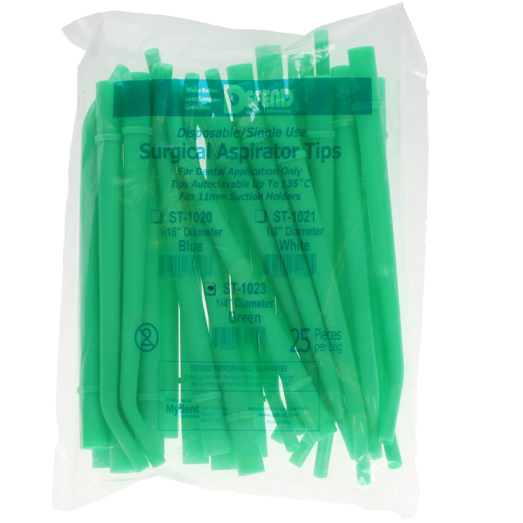 Defend Disposable Surgical Aspirator Tips, Plastic, 1/4", Green, 25/Pk, ST1023 thumbnail 4