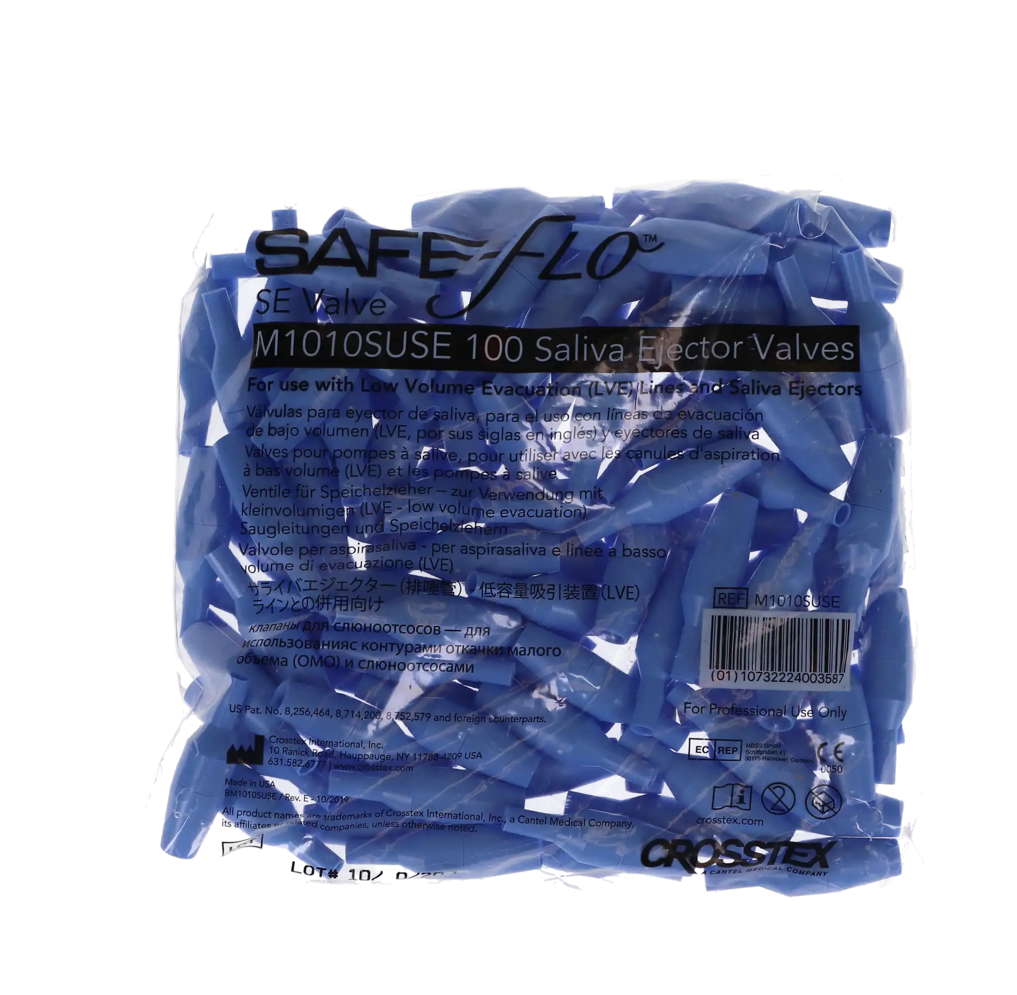 Crosstex Safe-Flo SE Valve, One-Way Backflow Prevention Valve for Saliva Ejectors, Blue, 100/Bag, M1010SUSE thumbnail 7