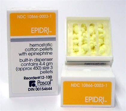EpiDri Hemostatic Cotton Pellets with Epinephrine, Size #3 (4mm), Yellow, 1.9 mg Racemic Epinephrine HCl per Pellet, 350/Box, 12-100 thumbnail 12