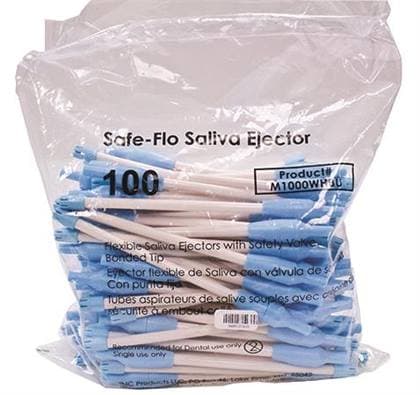 Crosstex Safe-Flo Saliva Ejector, White Tube with Blue Tip, One-Way Valve, Latex-Free, 100/Bag, M1000WHBU thumbnail 12