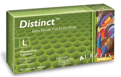 Aurelia Distinct Latex Examination Gloves, Powder-Free, Honeycomb Textured, Small, White, 100/Box thumbnail 3