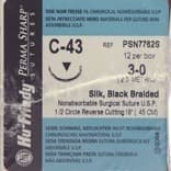 Hu-Friedy Perma Sharp Silk Suture, 3-0, Black Braided, Non-Absorbable, 18", C-43 Reverse Cutting 1/2 Circle Needle, 12/Box, PSN7762S thumbnail 10