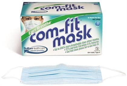 Com-Fit Earloop Easy Breathe Face Masks, Blue, Latex-Free, Hypoallergenic, 40/Box, 20340 thumbnail 4