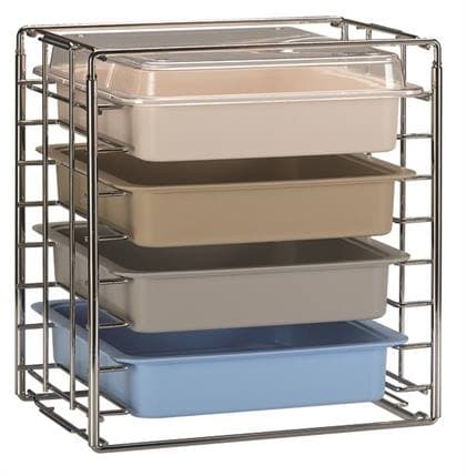 Kerr TotalCare Tub Rack, Short Side Loading, Chrome Steel, 13" x 9-3/4" x 14-1/8", Holds 4 S, CC or Mini Tubs - Tub Chrome Steel Rack Short Side Loading - Image 1