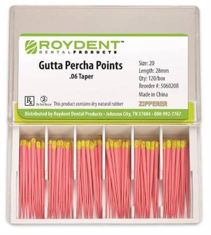 Roydent Dental Gutta Percha Points, Size 110, 120/Bx - -----110 Gutta Percha Pts (120) - Image 1