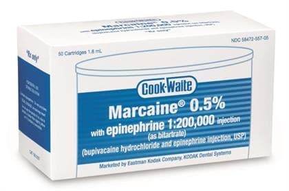 Septodont Marcaine Bupivacaine HCl 0.5% with Epinephrine 1:200,000, 1.7 mL Dental Cartridges, 50/Bx thumbnail 2