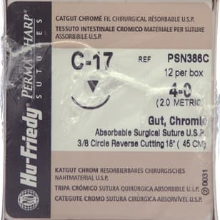 Hu-Friedy Perma Sharp Chromic Gut Suture, 4-0, 18", C-17 Reverse Cutting 3/8 Circle Needle, 12/Box, PSN386C thumbnail 6