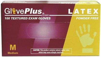 +AMMEX® GlovePlus® Powder-Free Textured Latex Exam Gloves, Extra Large, Ivory, 100/Box, GP48100 - +AMMEX® GlovePlus® Powder-Free Textured Latex Gloves, 100/Box - Extra Large - Image 1