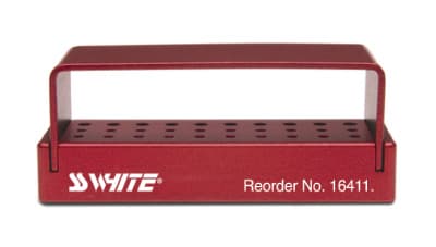 SS White Universal Bur Block, Bordeaux/Red, Autoclavable Aluminum, 30-Hole (20 FG & 10 RA), 1/Pk, 16411 thumbnail 5