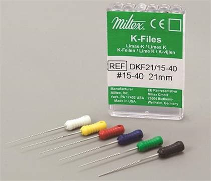 Miltex-Integra K-Files, Size 60, 21mm, Pack of 6 - 60-21mm K Files (6) - Image 1