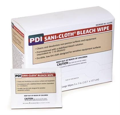Sani-Cloth Bleach Germicidal Disposable Wipes, Large 5x7, 40 Wipes per Pack, 10 Packs per Box - Sani-Cloth Bleach Wipes Packets, Large 5x7 (40) - Image 1